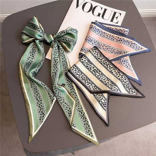 THIN SCARF FASHION PRINT RIBBON HEAD SCARF