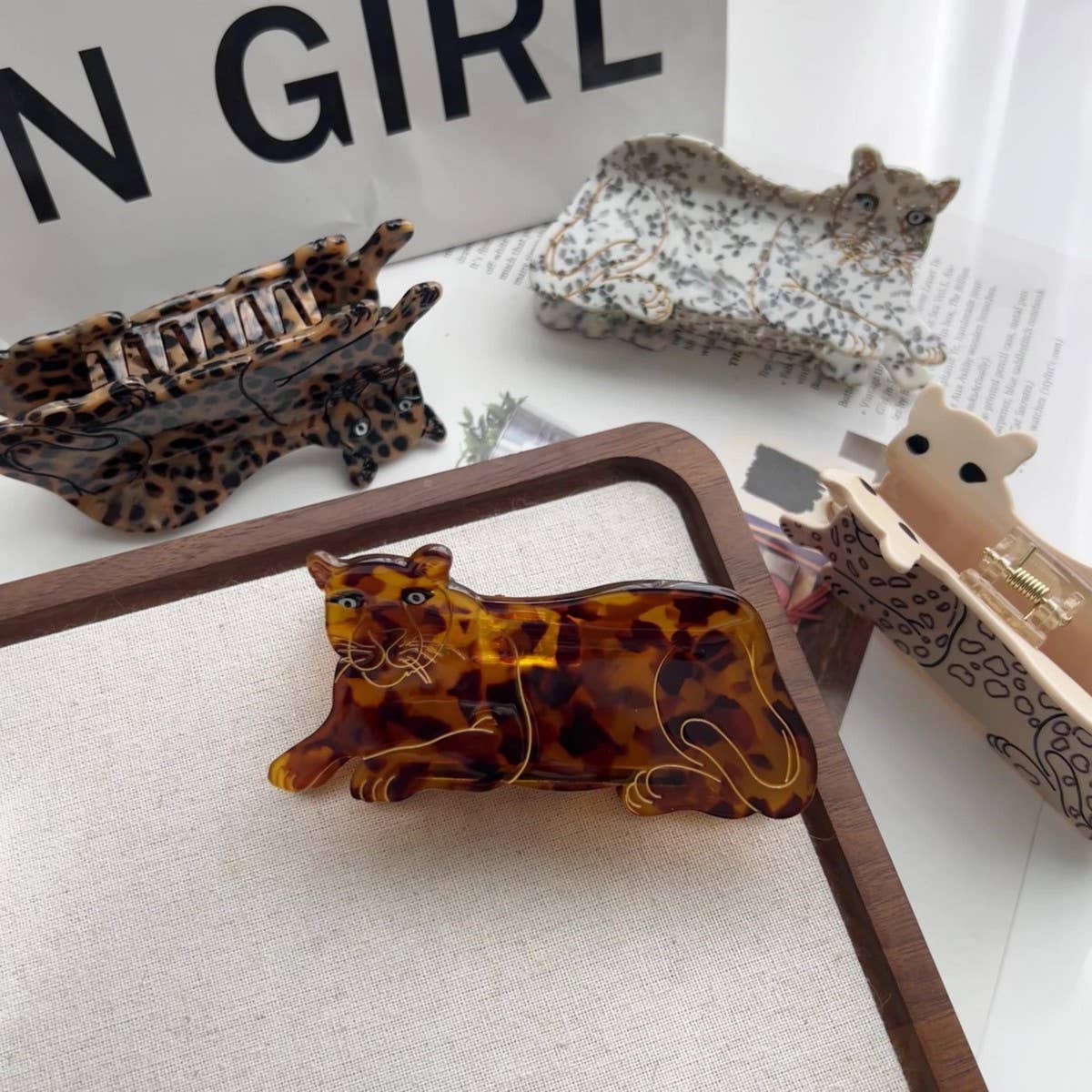 Cartoon Leopard Hair Claw ??Acetate Animal Clip_CWAHA5760