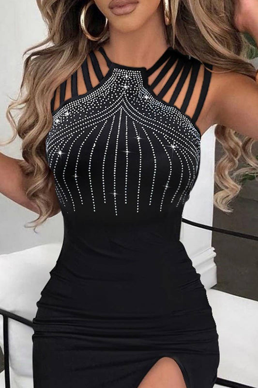 CWDMD4671_SLIT HOT DIAMOND HIP DRESS NIGHTCLUB DINNER DRESS