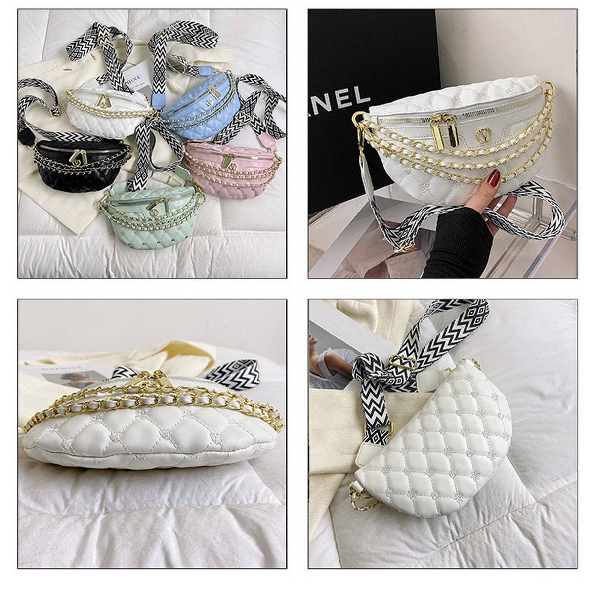 DIAMOND ZIPPER CASUAL CHEST BAG_CWAB2080