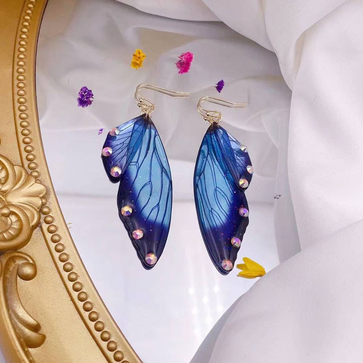 S925 Silver Cicada Wing Wing Butterfly Earrings