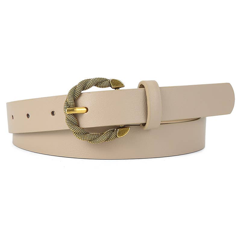 Serpentine pin buckle PU leather women's belt high-grade