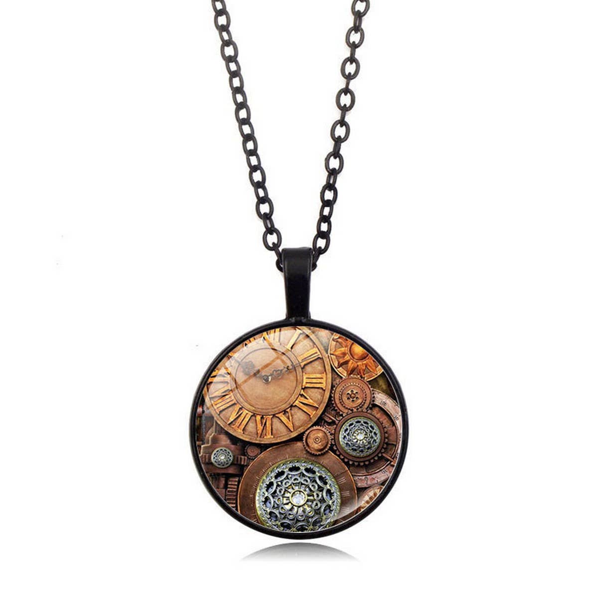 STEAMPUNK MECHANICAL TIME GEM NECKLACE JEWELRY_CWAJE0699