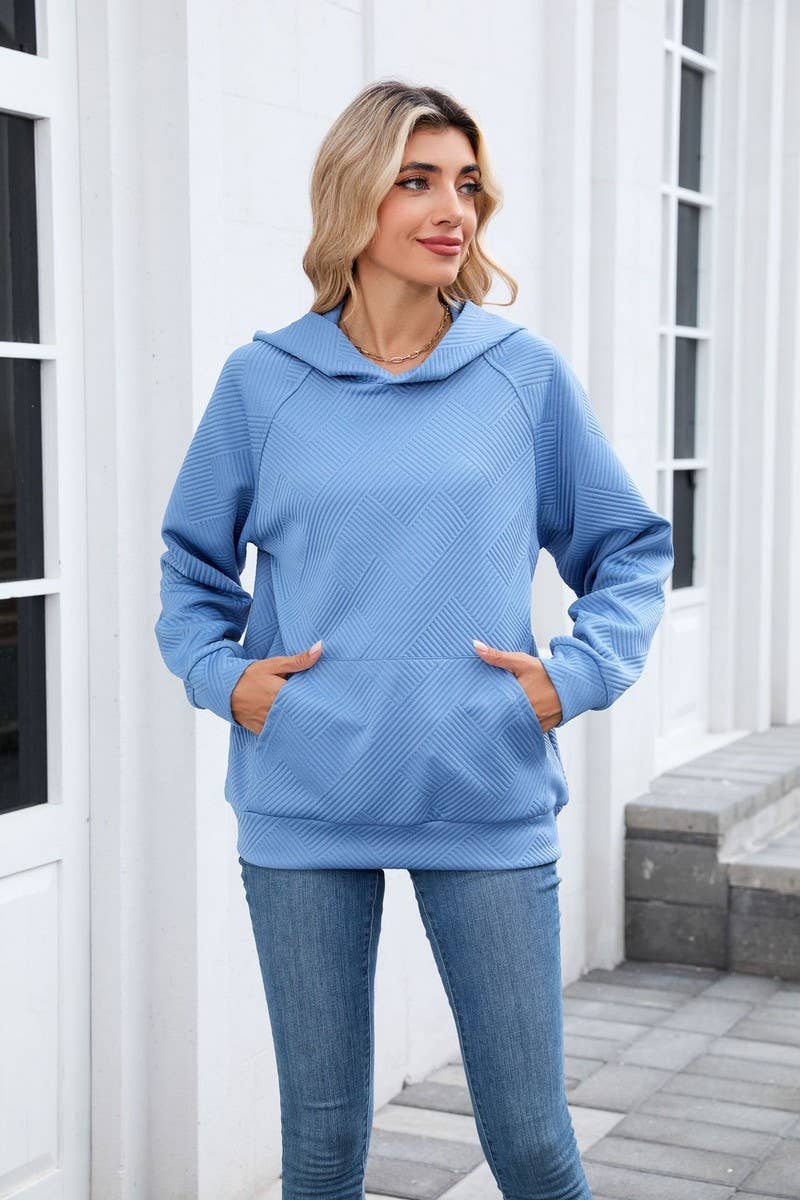 CWOHOL00661_SOLID HOODED POCKET CASUAL SWEATSHIRT