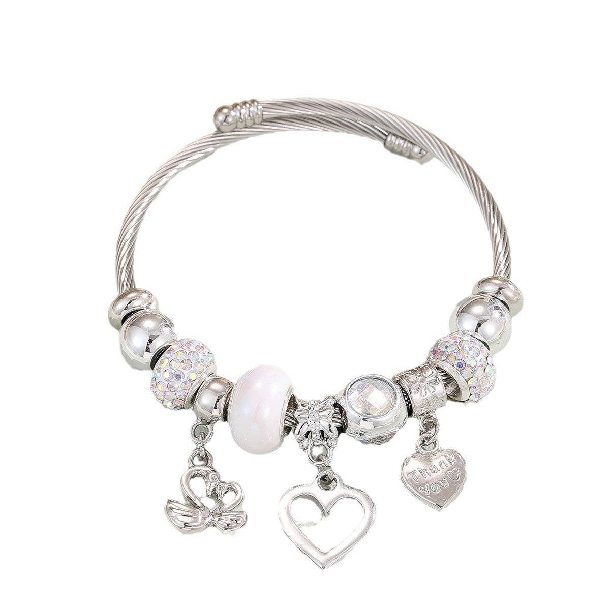 DIY Heart Charm Silver Jingle Bracelet