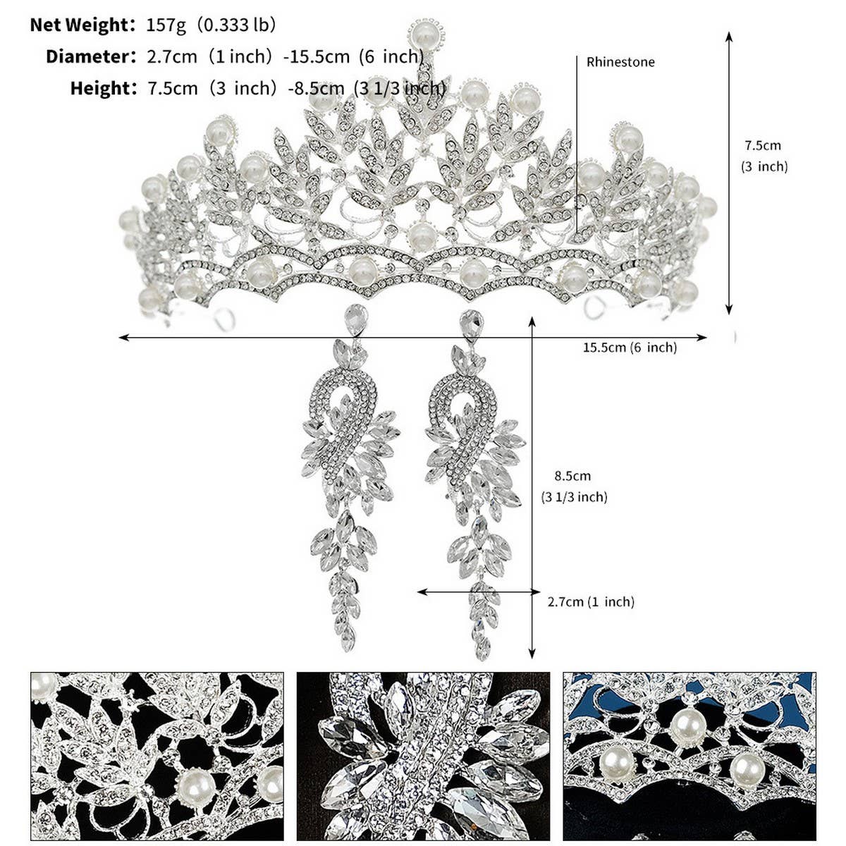 VINTAGE CROWN BRIDAL HAIR ACCESSORIES SET