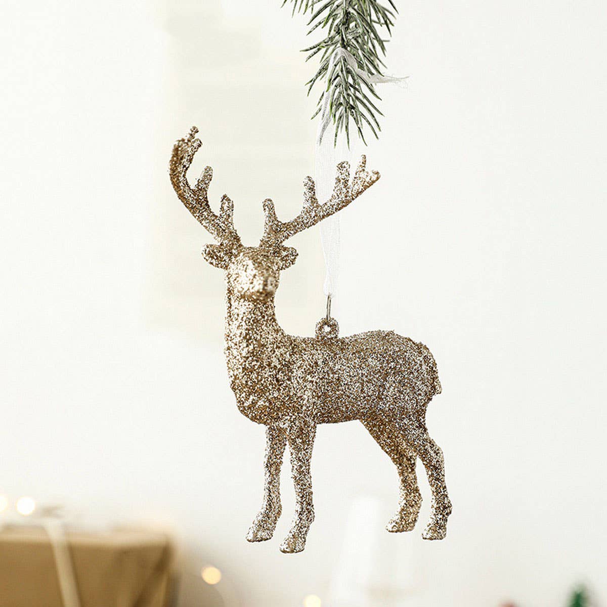 Champagne Glitter Deer Christmas Tree Hanging_CWMM9760