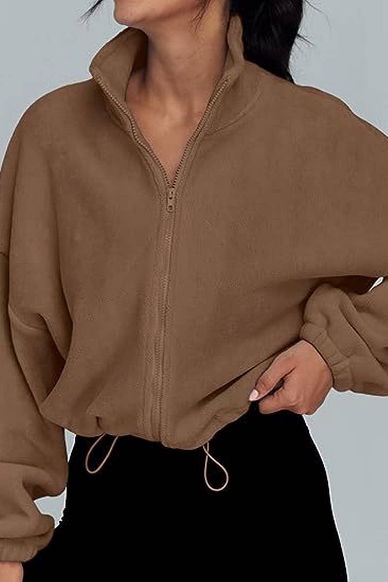 CWOCO00163_ZIPPER STAND COLLAR SPORTS SWEATSHIRT COAT