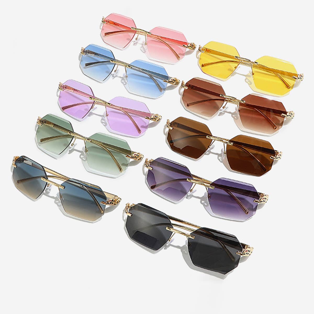FRAMELESS POLYGONAL FASHION SUNGLASSES