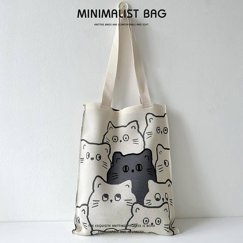 Niche cute panda knitted single-shoulder bag