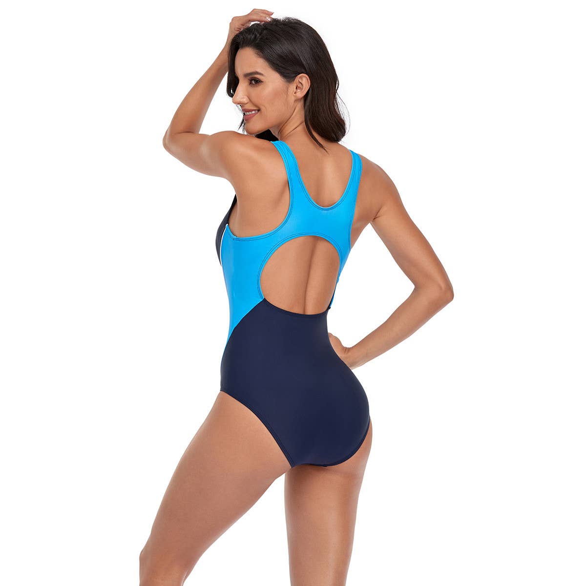 COLORBLOCK SPORT OPEN BACK ONE-PIECE SWIMSUIT