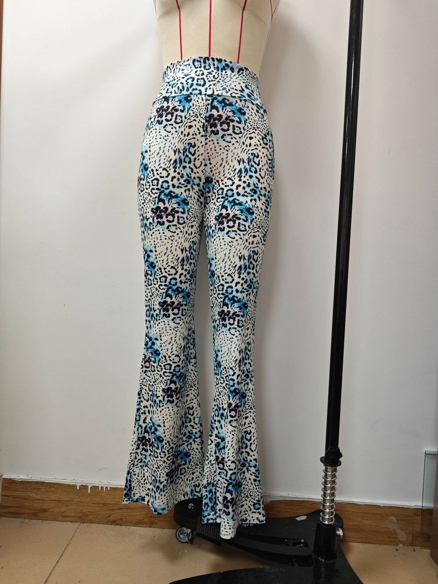 PRINTED TIGHT HEIGHT WAIST CASUAL FLARE PANTS