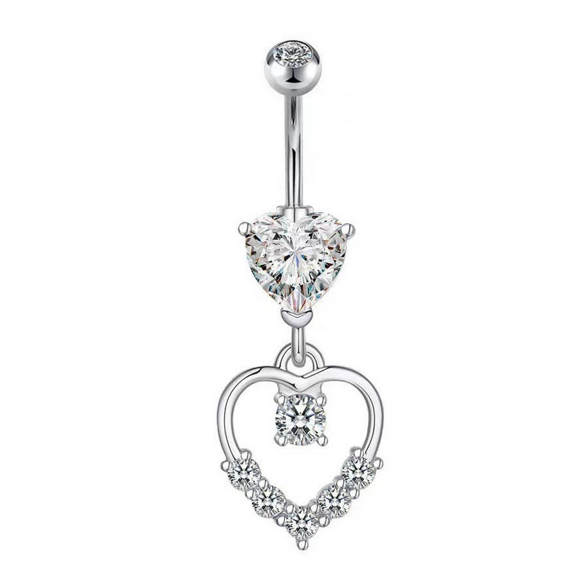 Heart & Butterfly CZ Belly Ring ? Body Jewelry