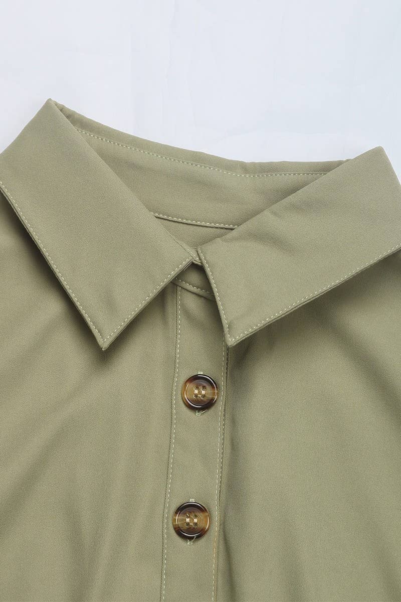 CWDMD4803_AUTUMN COMMUTER LAPEL WAIST BUTTON SHIRT DRESS