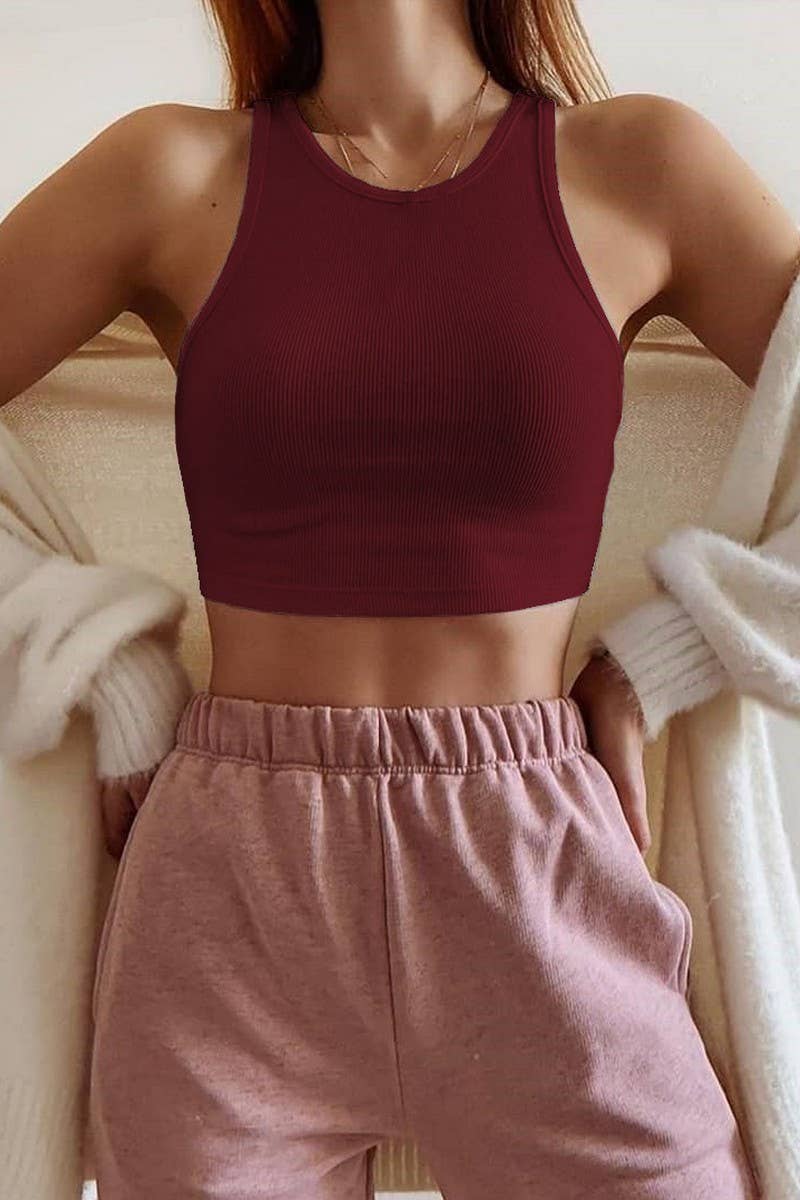 SEXY SLIM FIT MIDRIBBED COTTON RIBBED TANK TOP_CWTTK0301