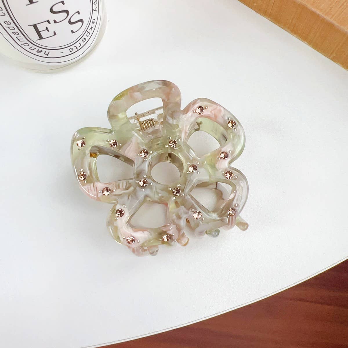 Hollow Flower Hair Claw, Rhinestone Chic Clip_CWAHA1590