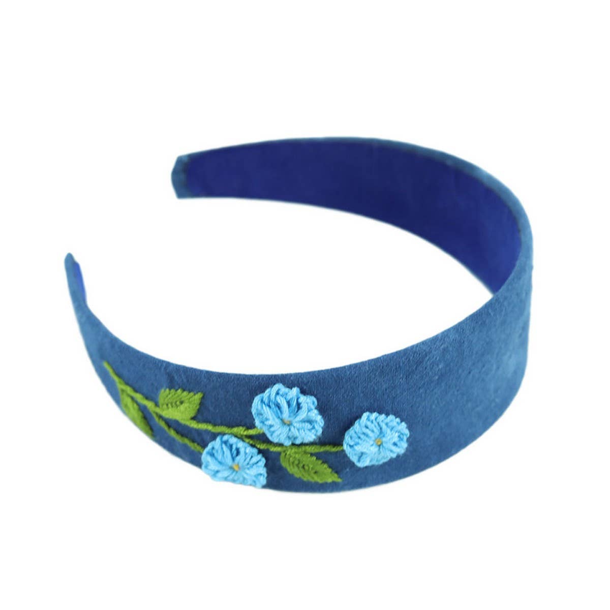Indigo-Dye Hand-Embroidered Headband,Simple Fresh