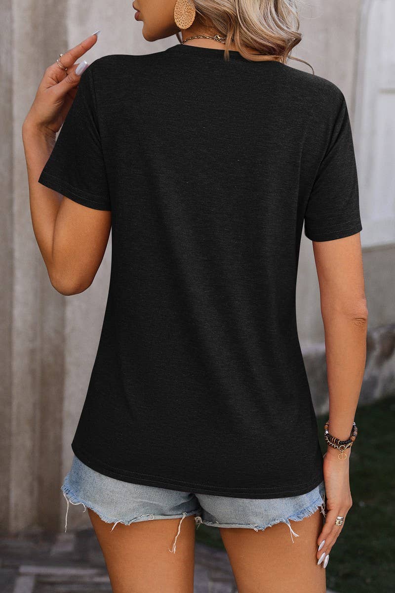 Cwtts0777_Round Neck Short Sleeved Top