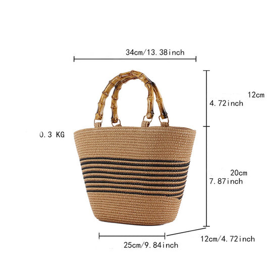 CONTRAST COLOR STRIPED HAND WOVEN BAG_CWAB2092