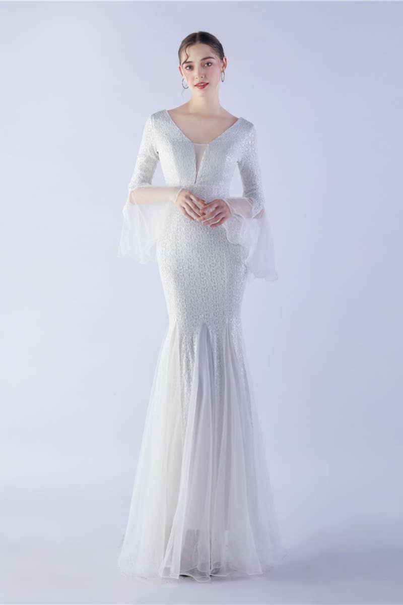 CWDMD3627_WAVY MESH BANQUET STAGE SEQUIN DRESS DRESS LONG
