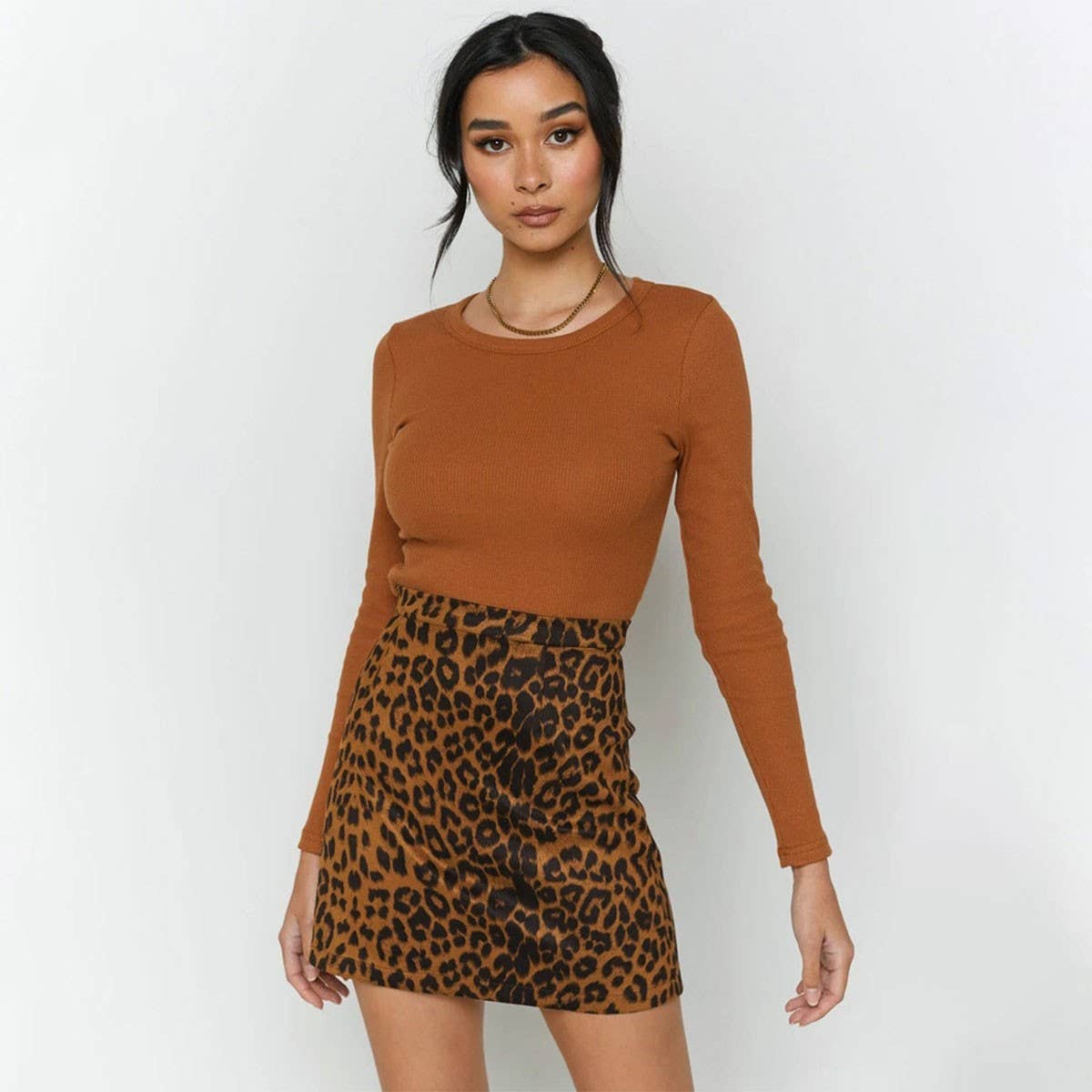 SEXY LEOPARD PRINT HIGH WAIST SUEDE HIP SKIRT