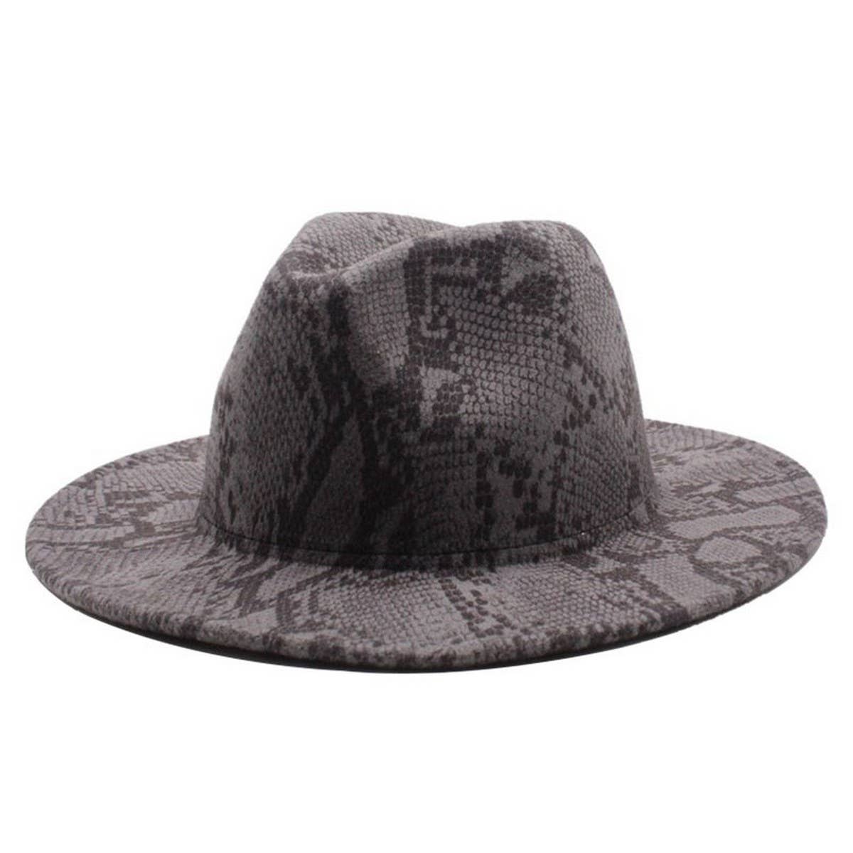 FASHIONABLE SNAKE PATTERN WOOLEN JAZZ HAT_CWAH2588