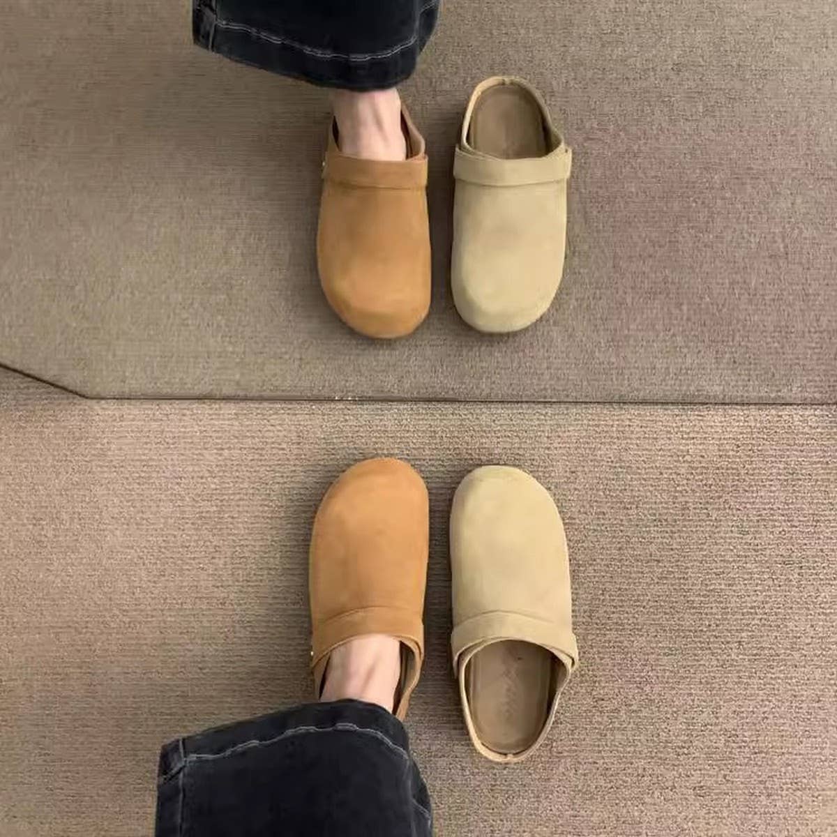 Leather Platform Clog Mules for Women