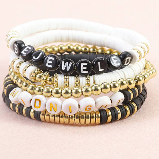 5PCS SMILING FACE LETTER BEAD BRACELET SET_CWMM0537