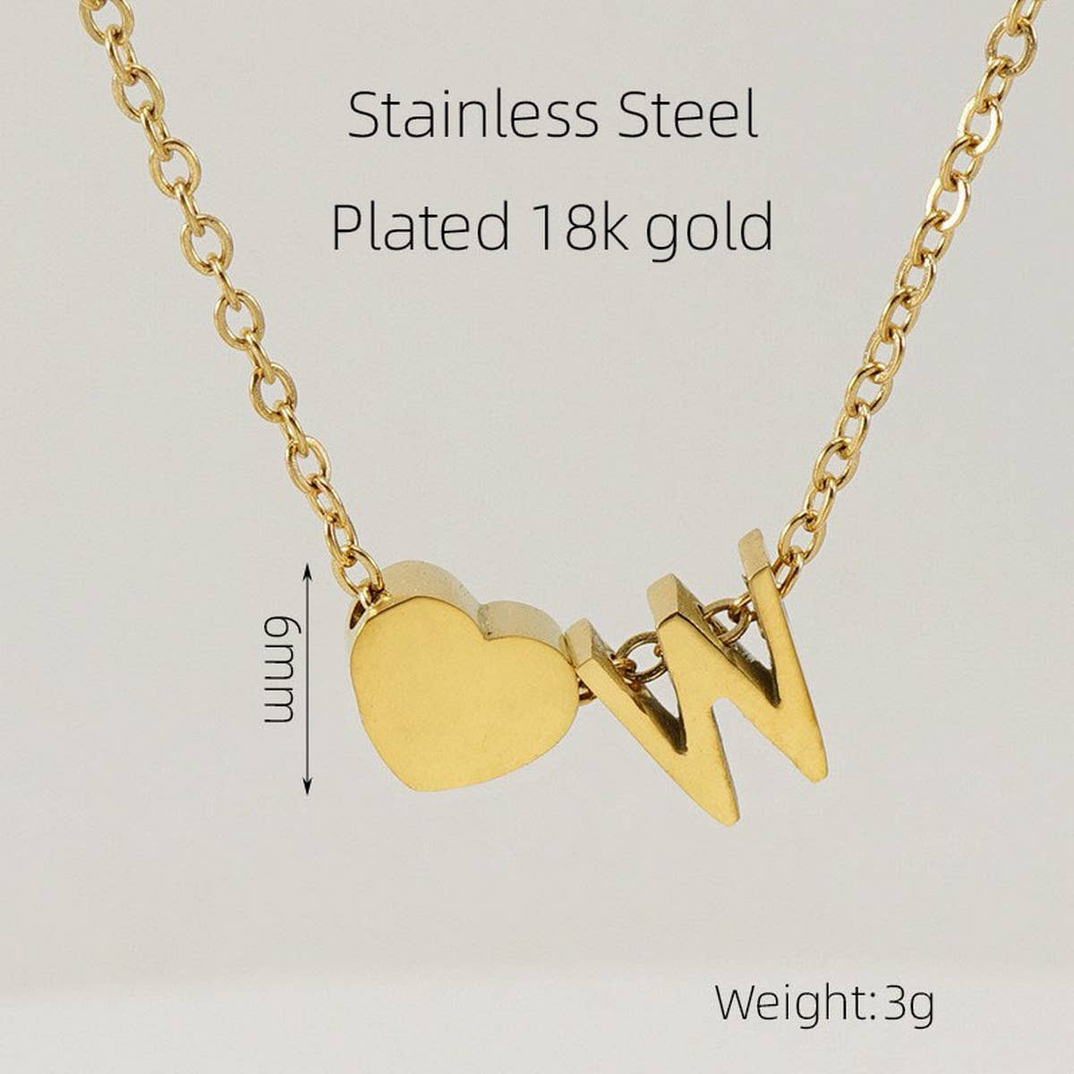 18K GOLD HEART LETTER PENDANT NECKLACE_CWAJE0692
