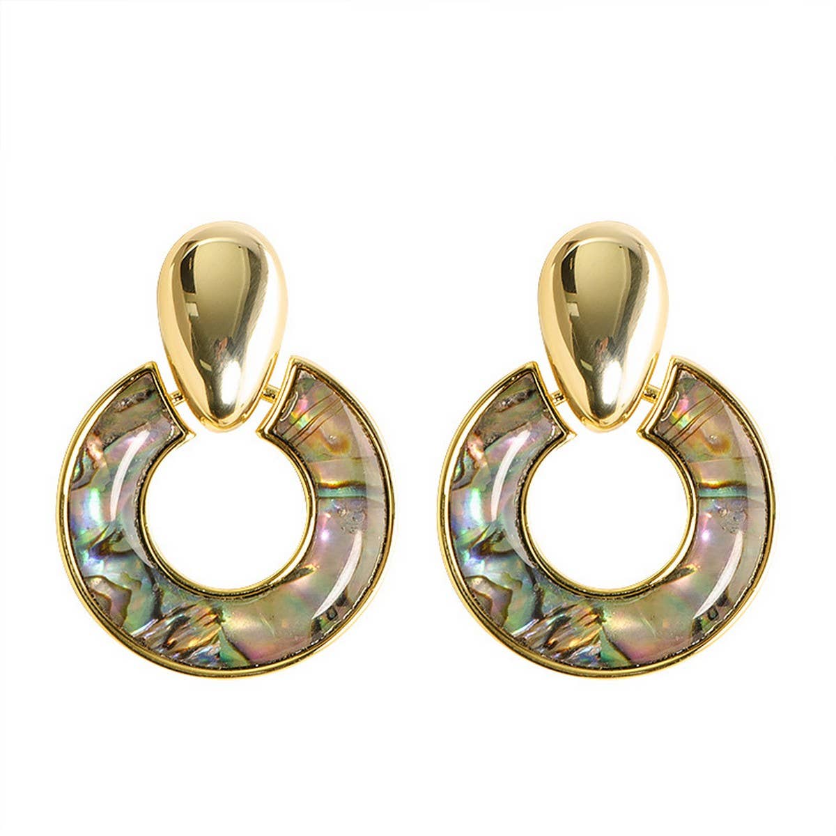 INLAID NATURAL ABALONE HOOP EARRINGS