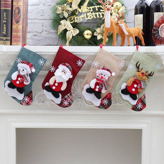 SANTA CLAUS SNOWMAN SOCKS GIFT CHRISTMAS BAG