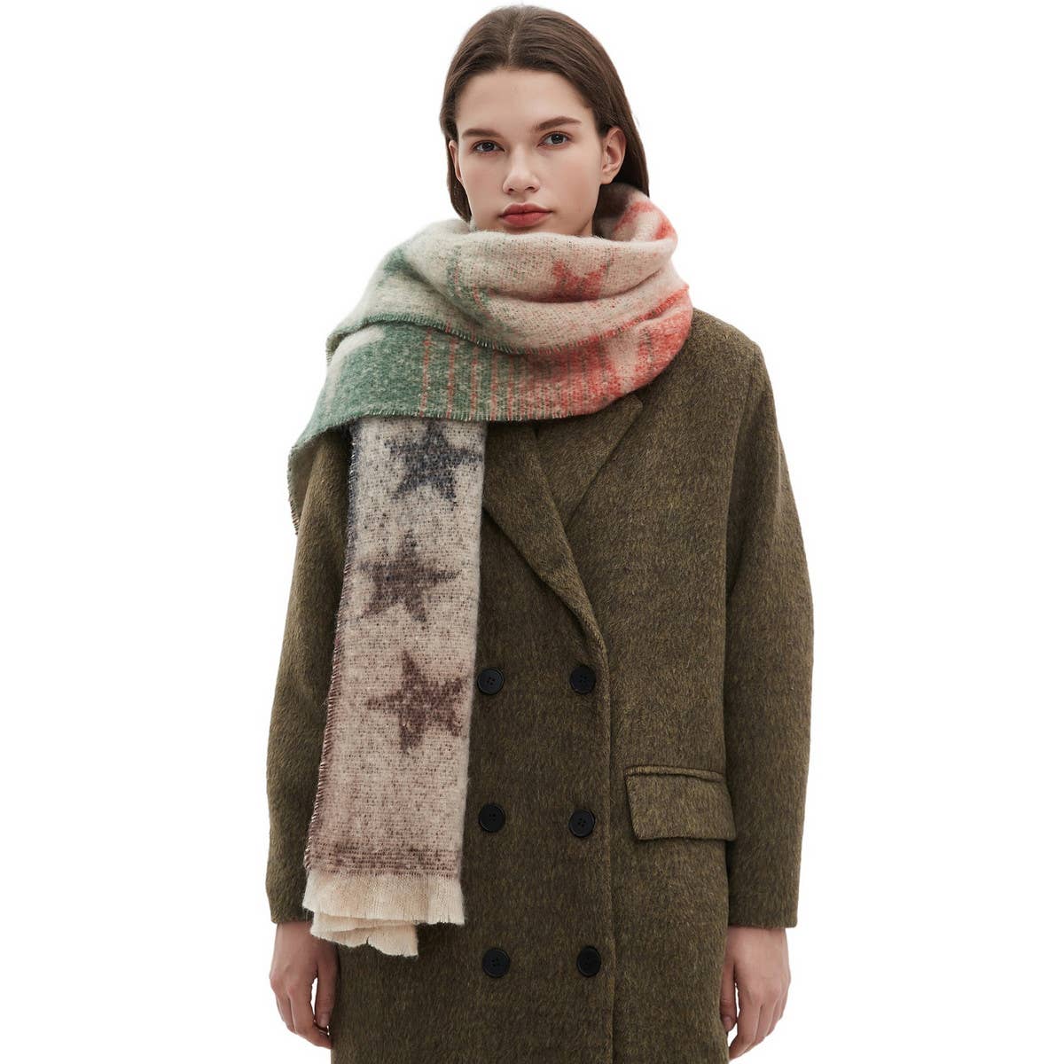 Star Gradient Scarf ??Jacquard Winter Wrap_CWASC0859