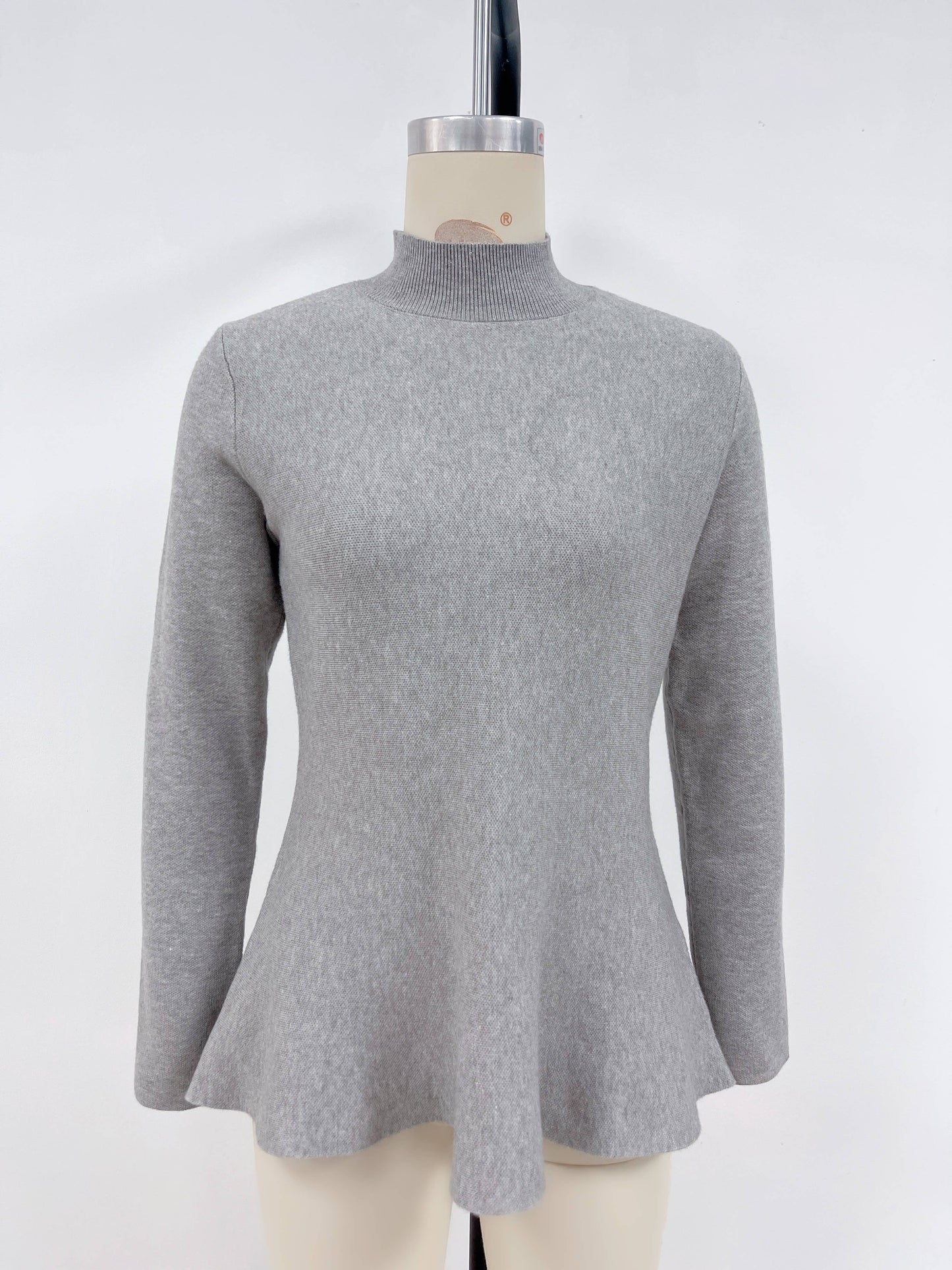 Semi-high-neck solid color loose knitted sweater