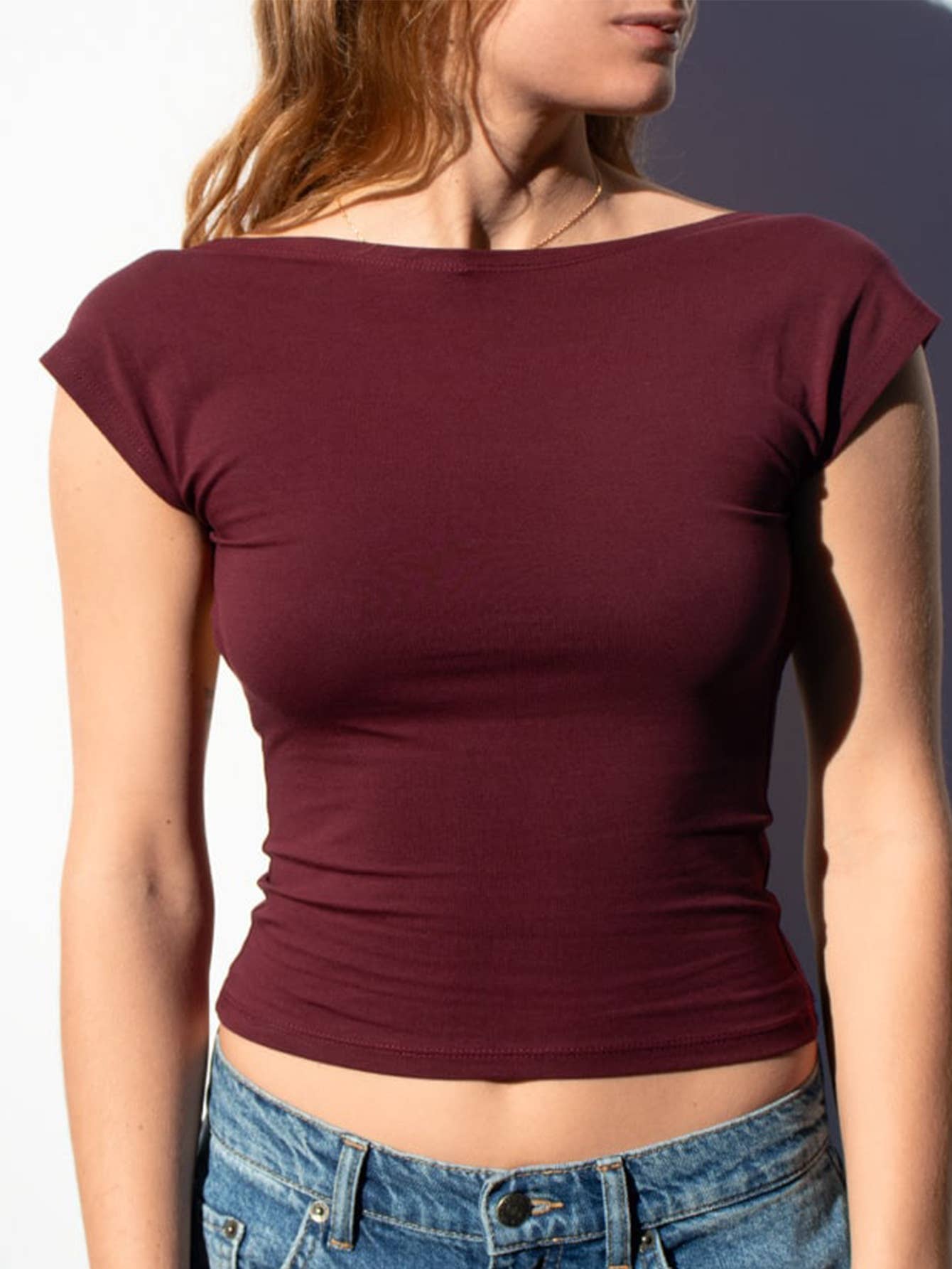 Sexy hollowed-out backless solid-colored top