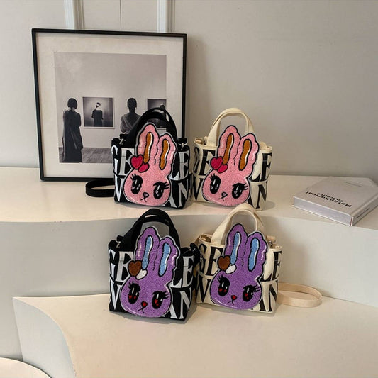 CUTE BUNNY MINI LETTERS PLUSH SHOULDER BAG_CWAB2685