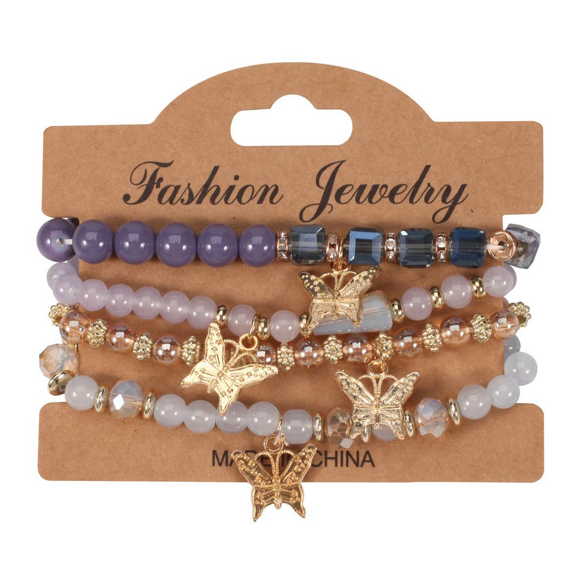 CWMM10435_BOHO BUTTERFLY CRYSTAL BEADED BRACELET SET 4PCS