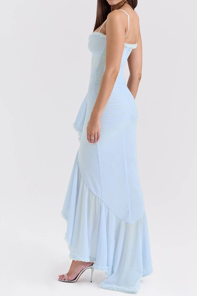 CWDMD01066_SOLID COLOR SUSPENDER PLEATED SLEEVELESS DRESS