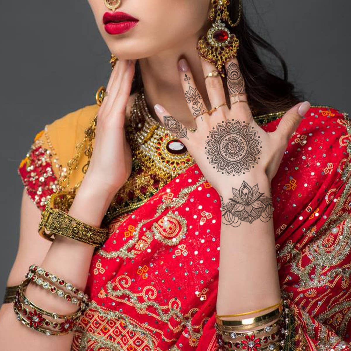 Bridal Mandala Tattoo Stickers Elegant Design_CWMM8356