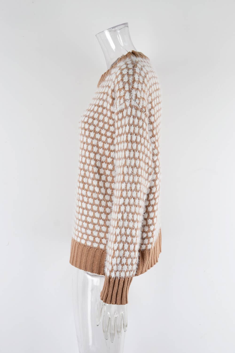 Patchwork Crew Neck Fashion Long-Sleeved Sweater