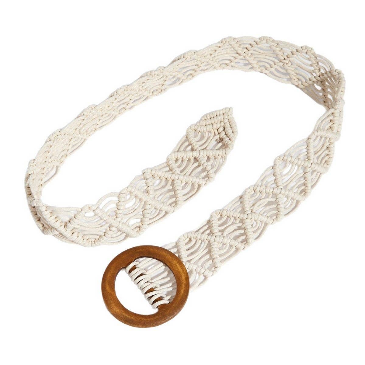 CWABE1185_PP STRAW BRAIDED BELT WOMEN'S ROUND BUCKLE BELT