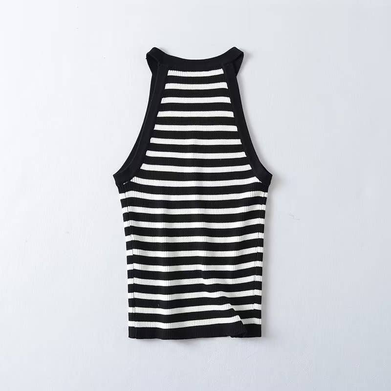 Strap knit top with neck hanging