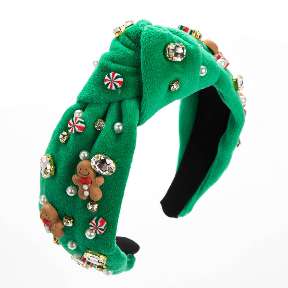 CHRISTMAS HEADBAND CANDY FLANNEL GINGERBREAD MAN