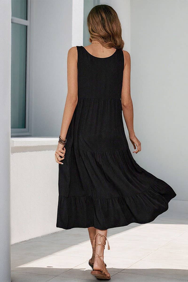 CWDMD5279_SOLID LOOSE FIT SLEEVELESS TANK DRESS