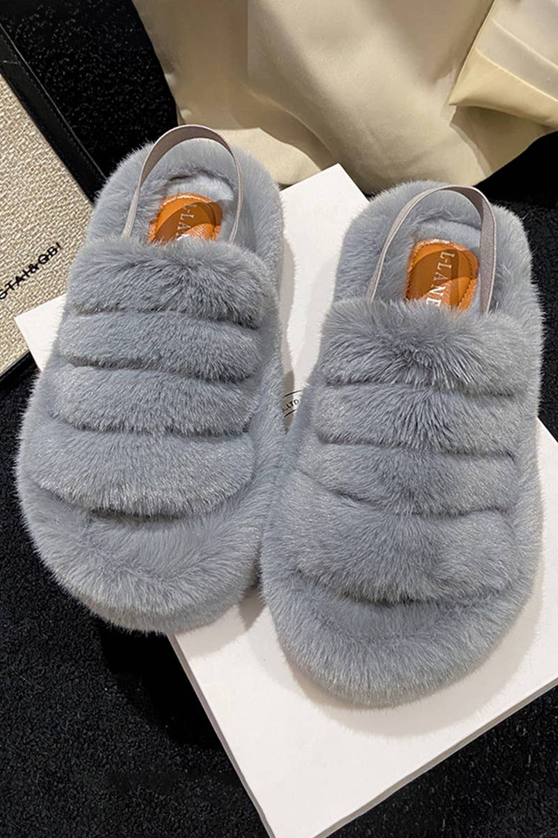 WOMEN FASHION HOME PLUSH OPEN TOE SLIPPERS