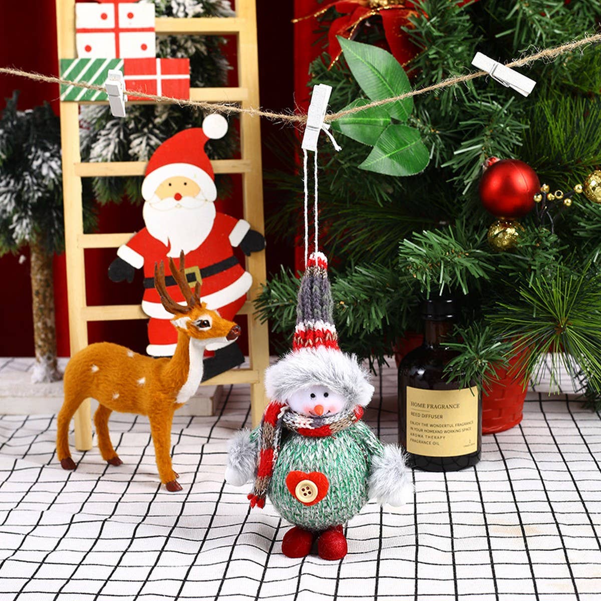 CHRISTMAS COLORFUL FABRIC FOAM PENDANT ORNAMENTS