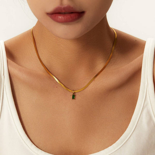 2024 RECTANGULAR PENDANT SNAKE CHAIN NECKLACE_CWAJE1432