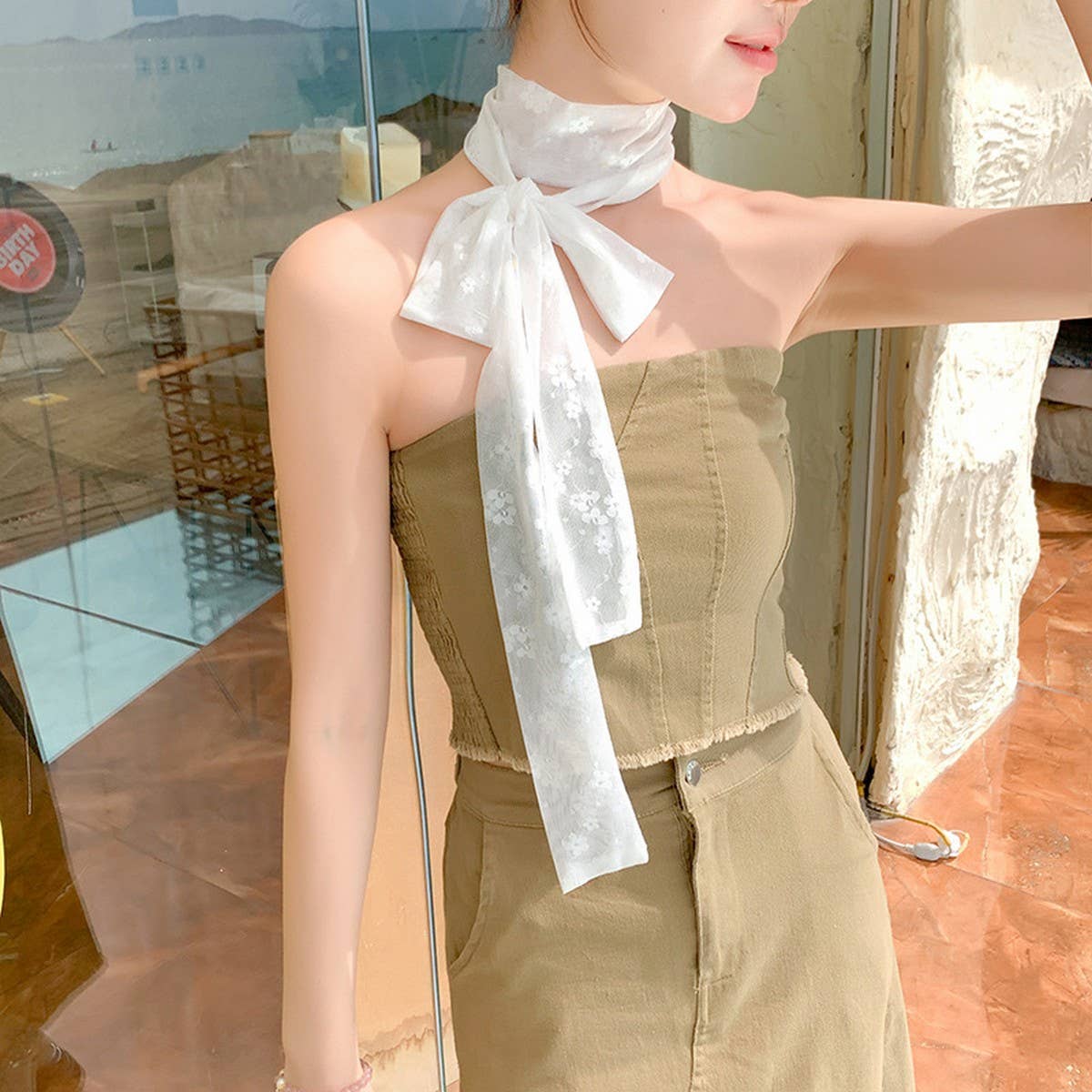 Lace Long Scarf-Elegant Neck & Hair Tie for Women