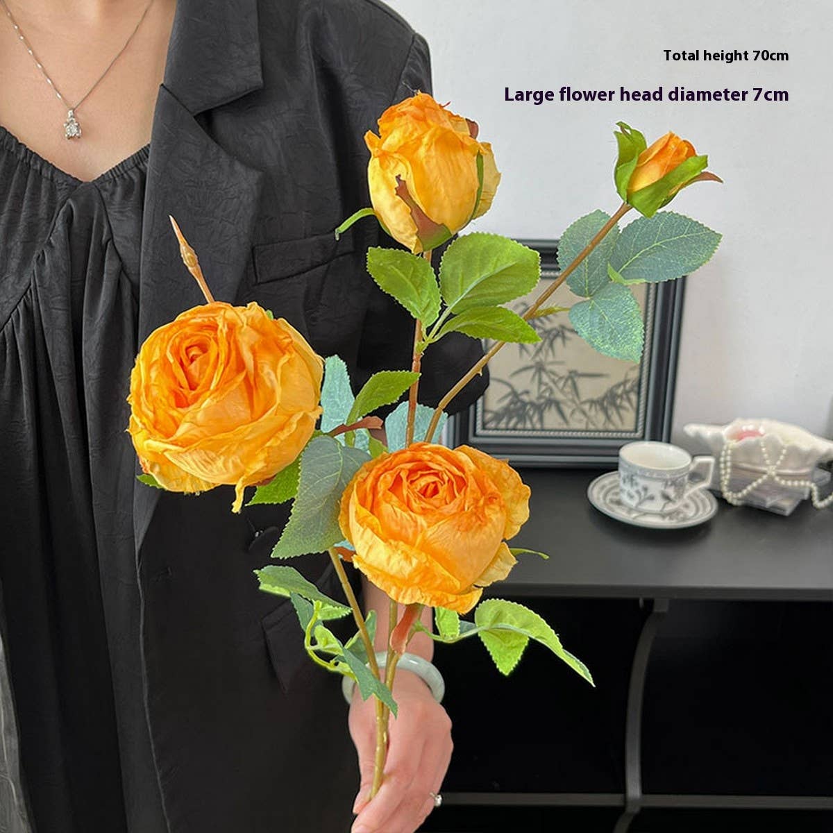 Single Stem 4-Head Country Style Burnt Edge Roses_CWMM6473