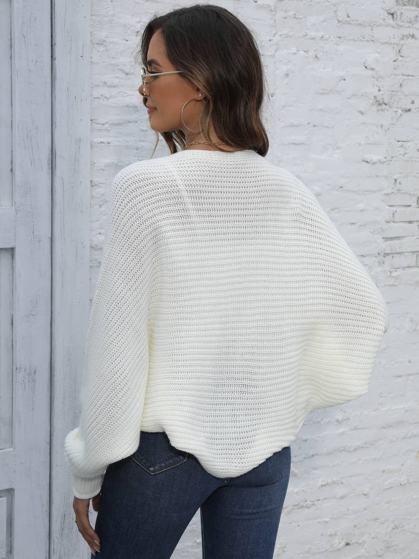 IRREGULAR BAT SLEEVE WITH SHORT CARDIGAN