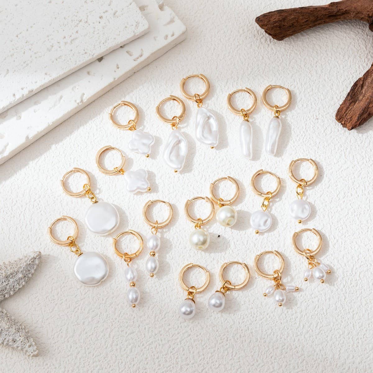 Irregular Pearl Design Trendy 18K Gold Earrings